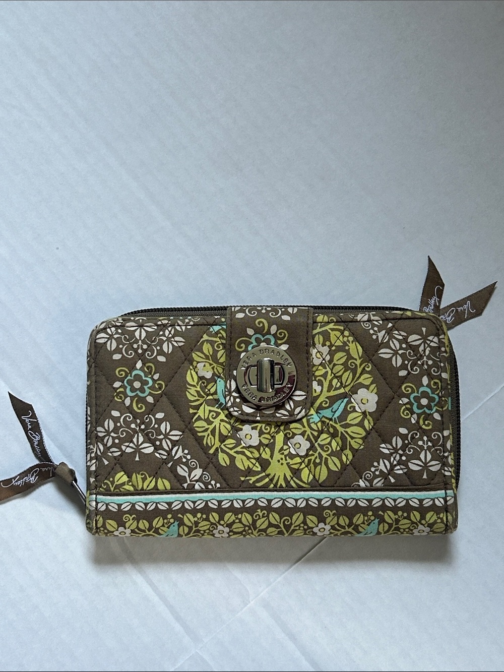 Vera Bradley turn lock wallet sittin in a tree pattern
